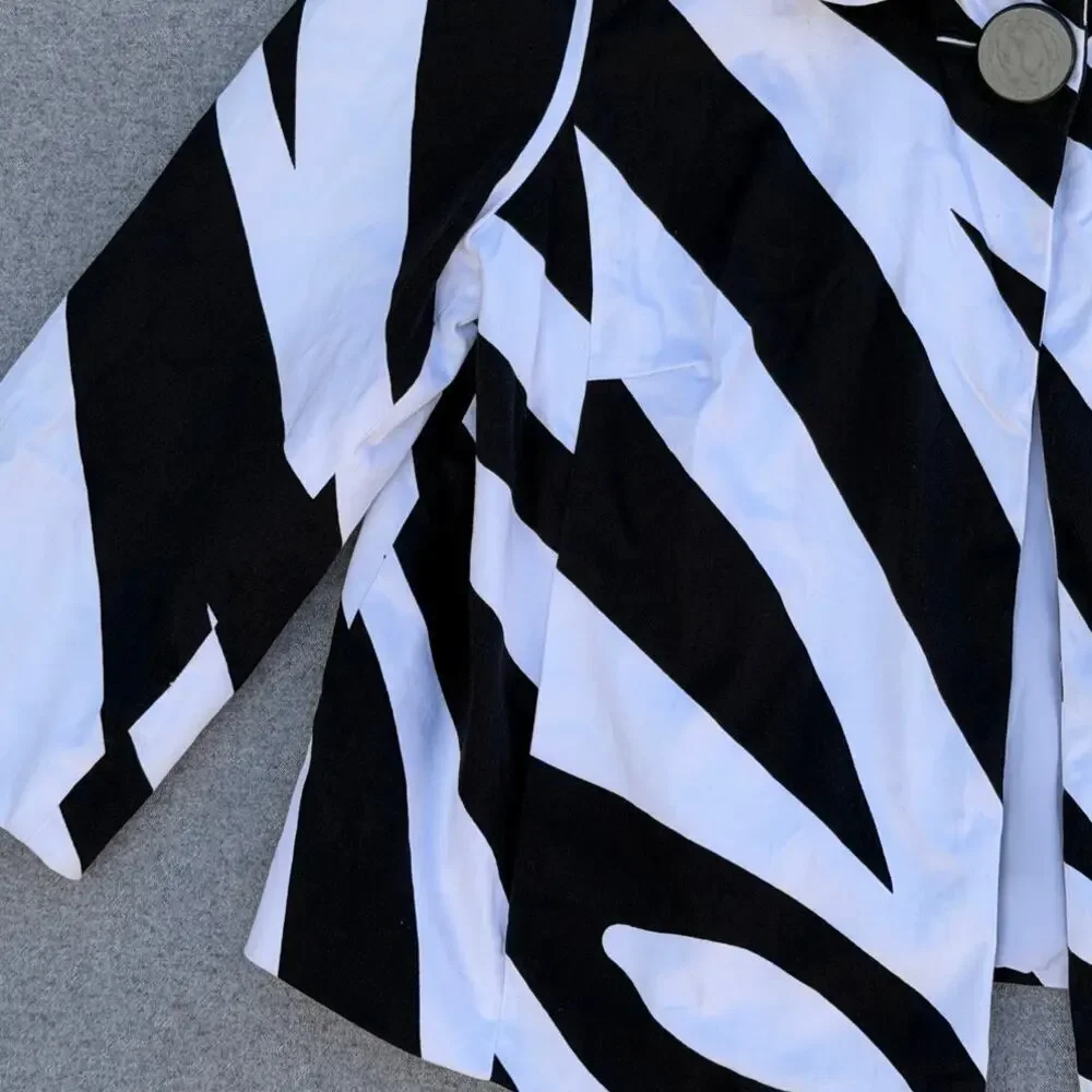 Sandro SportwearZebra Print Jacket Black White Cropped Button Front Women M